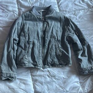 Zara girls grey denim bomber